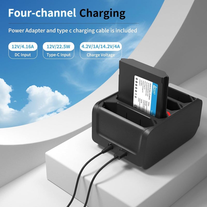 LIENIAO 4 Slot Charging Cradle kit for Zebra TC77 TC70 TC75 Battery SAC-TC7X-4BTYC1 Barcode Scanners BT-000318 TC72 TC70X TC75X Battery Charger Station with Type-C Cable and Power Adapter (1) - Image 4